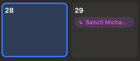 The selected relative feast search result opened on its resolved date.
