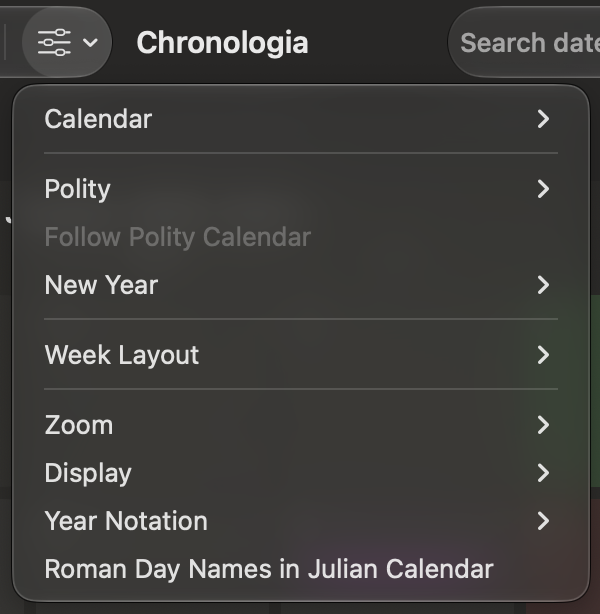 The View Options menu.
